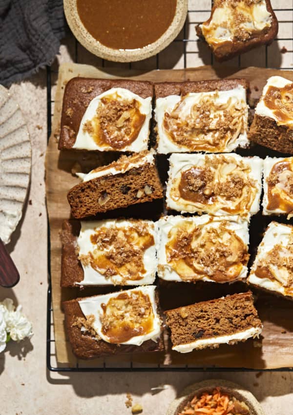 Paleo Carrot Cake Bars with Maple Cream Caramel